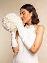 Gabriella (blanc) - Gants mariage / opéra en cuir 8 boutons non doublés 