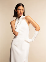 Gabriella (blanc) - Gants mariage / opéra en cuir 8 boutons non doublés 