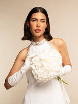 Gabriella (blanc) - Gants mariage / opéra en cuir 8 boutons non doublés 