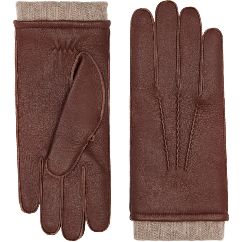 Vittoria (Marron) - Gants en cuir de cerf américain doublés de cachemire
