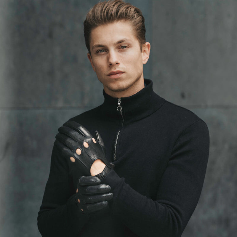 Gants de Conduite Homme Noir - Fabriqués à la main en Italie – Gants en Cuir de Luxe – Fait à la Main en Italie - Fratelli Orsini® - 6