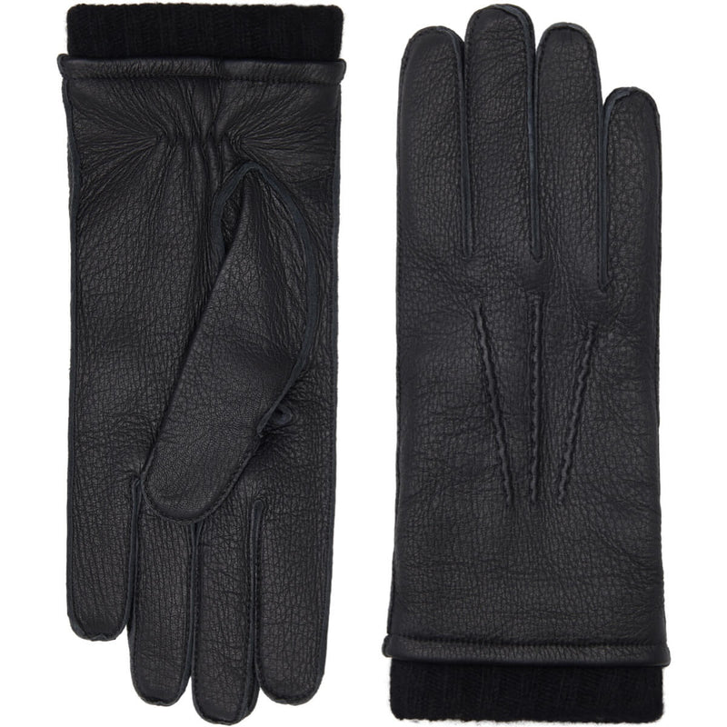 Vittoria (Noir) - Gants en cuir de cerf américain doublés de cachemire