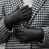 Vittoria (Noir) - Gants en cuir de cerf américain doublés de cachemire