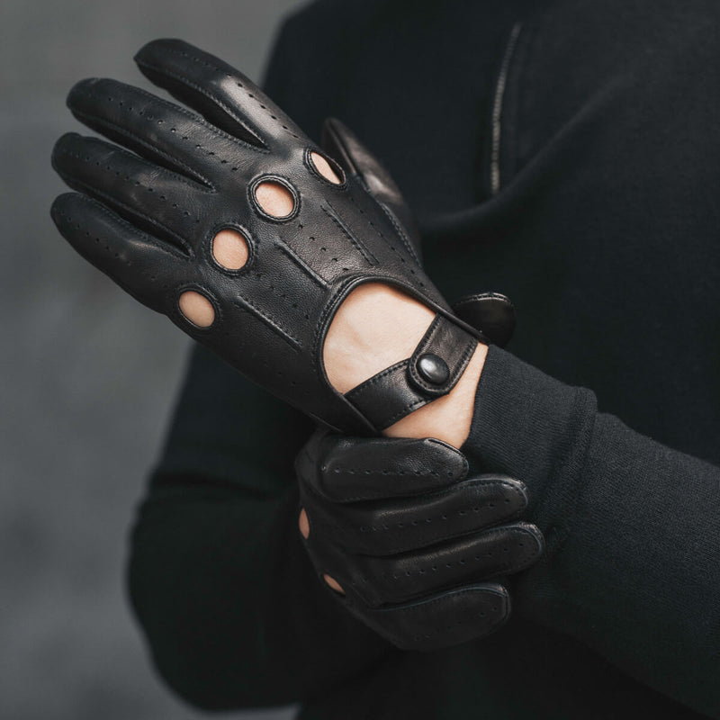 Gants de Conduite Homme Noir - Fabriqués à la main en Italie – Gants en Cuir de Luxe – Fait à la Main en Italie - Fratelli Orsini® - 7