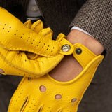 Leonardo (Jaune) - Gants de conduite en daim américain