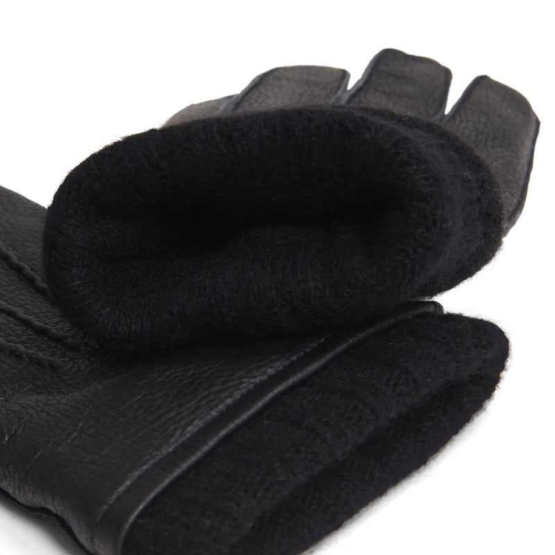 Vittoria (Noir) - Gants en cuir de cerf américain doublés de cachemire