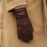 Vittoria (Marron) - Gants en cuir de cerf américain doublés de cachemire