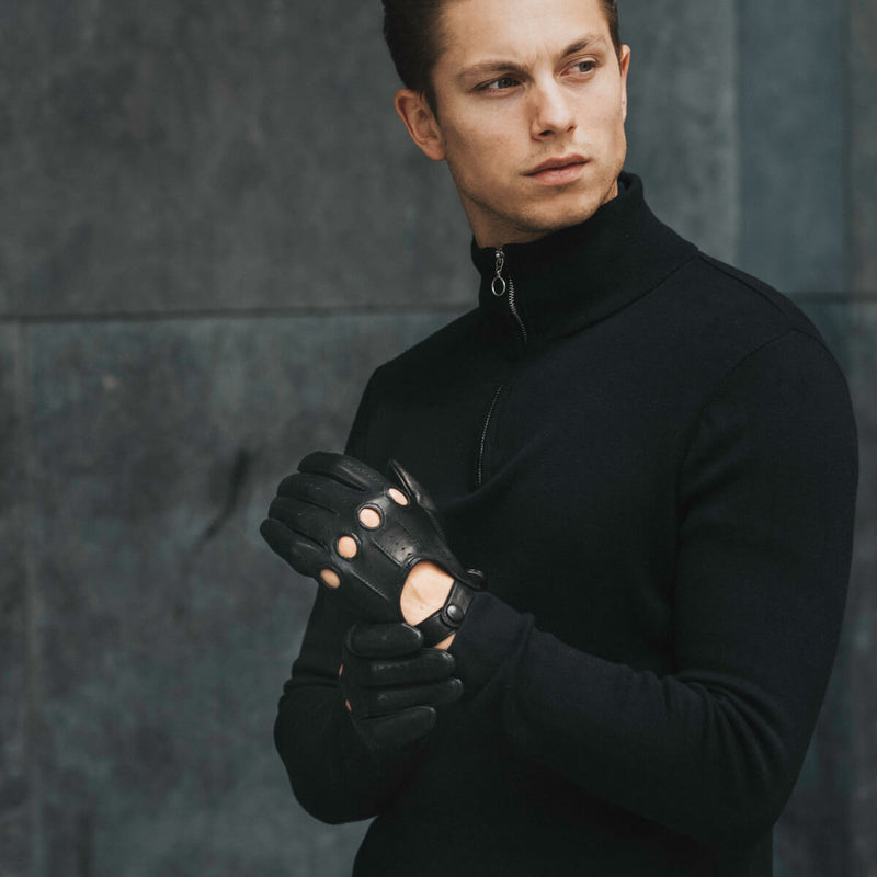 Gants de Conduite Homme Noir - Fabriqués à la main en Italie – Gants en Cuir de Luxe – Fait à la Main en Italie - Fratelli Orsini® - 8