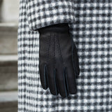 Vittoria (Noir) - Gants en cuir de cerf américain doublés de cachemire