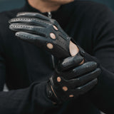 Gants de Conduite Homme Noir - Fabriqués à la main en Italie – Gants en Cuir de Luxe – Fait à la Main en Italie - Fratelli Orsini® - 9