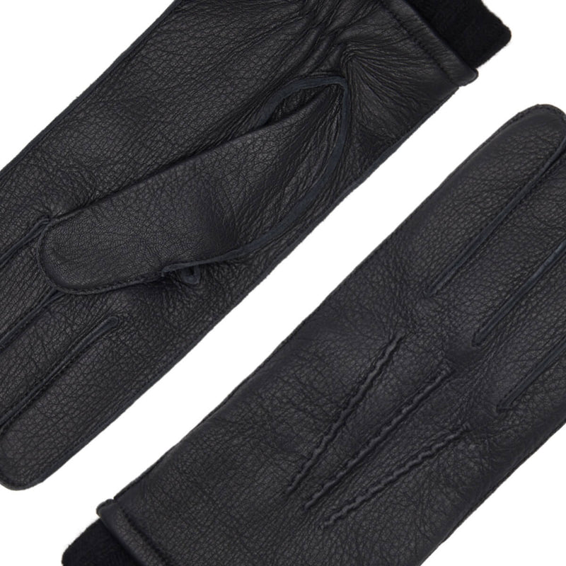Vittoria (Noir) - Gants en cuir de cerf américain doublés de cachemire