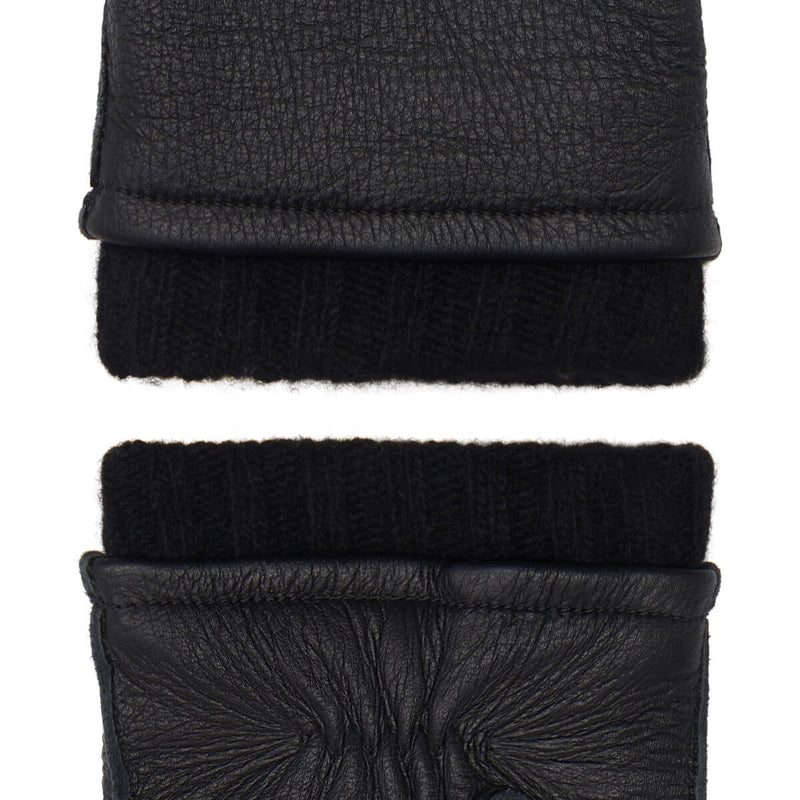 Vittoria (Noir) - Gants en cuir de cerf américain doublés de cachemire
