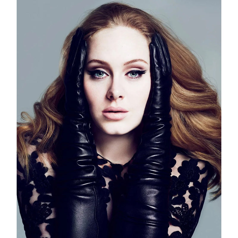 Elena (noir) - gants opéra en cuir 6 boutons doublés de soie