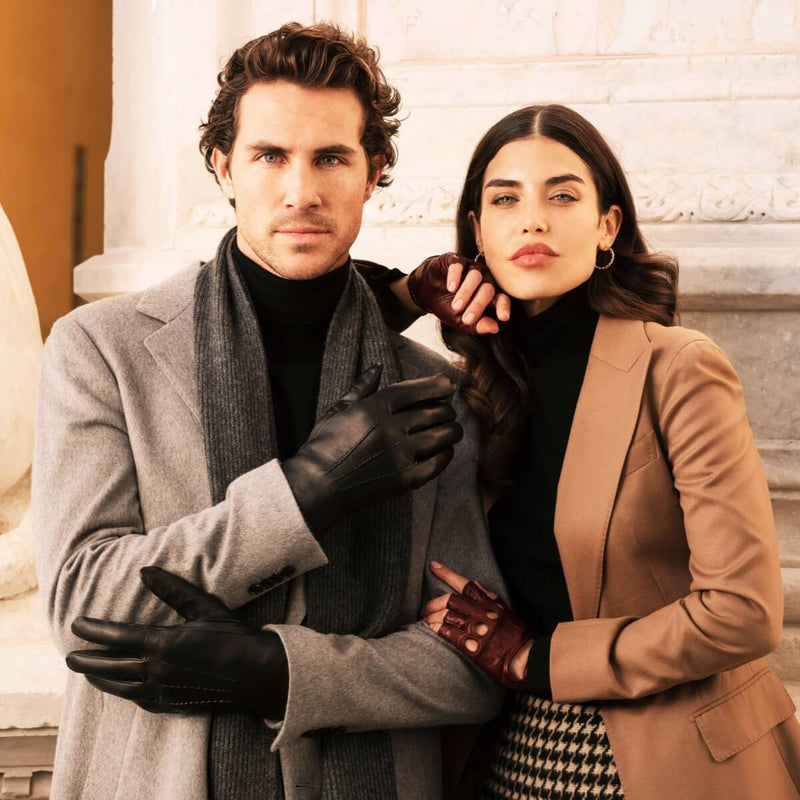 Gants en Cuir épais - Écran tactile - Doublure chaude en laine d'agneau – Gants en Cuir de Luxe – Fait à la Main en Italie - Fratelli Orsini® - 8