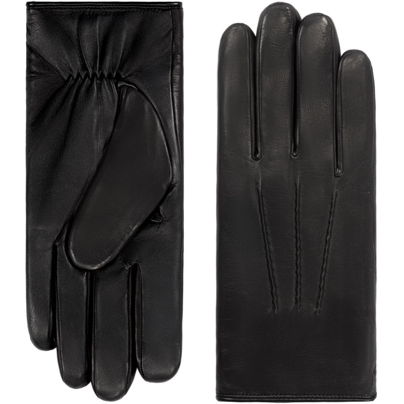 Aldo (Noir) - Gants tactiles en cuir d'agneau à doublure en laine d'agneau