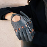 Gants de Conduite Pour Femme Gris - Fabriqués à la main en Italie – Gants en Cuir de Luxe – Fait à la Main en Italie - Fratelli Orsini® - 3
