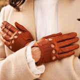 Gants de Conduite Pour Femme Cognac - Fabriqués à la main en Italie – Gants en Cuir de Luxe – Fait à la Main en Italie - Fratelli Orsini® - 6