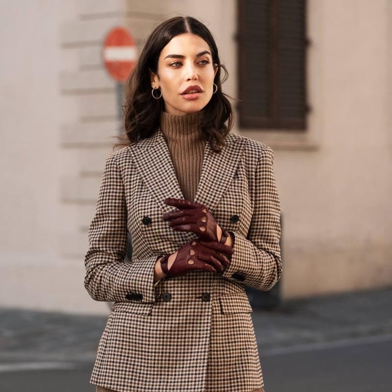Gants de Conduite Pour Femme Cordovan - Fabriqués à la main en Italie – Gants en Cuir de Luxe – Fait à la Main en Italie - Fratelli Orsini® - 7