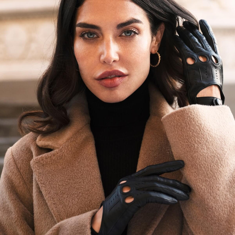Gants de Conduite Pour Femme Noir - Fabriqués à la main en Italie – Gants en Cuir de Luxe – Fait à la Main en Italie - Fratelli Orsini® - 5
