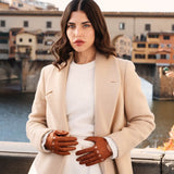 Gants de Conduite Pour Femme Cognac - Fabriqués à la main en Italie – Gants en Cuir de Luxe – Fait à la Main en Italie - Fratelli Orsini® - 3