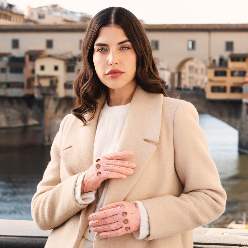 Gants de Conduite Pour Femme Rose - Fabriqués à la main en Italie – Gants en Cuir de Luxe – Fait à la Main en Italie - Fratelli Orsini® - 4