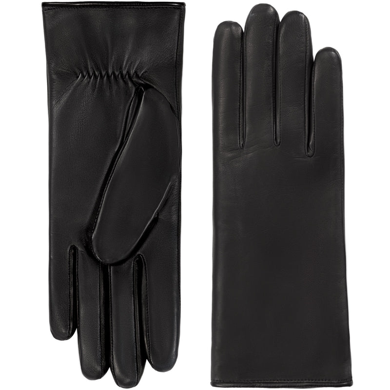 Bella (Noir) - Gants tactiles en cuir d'agneau à doublure en laine d'agneau