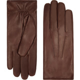 Francesca (Marron) - Gants en cuir d'agneau à doublure en fourrure blanche