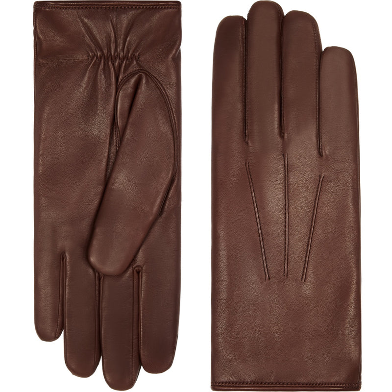 Francesca (Marron) - Gants en cuir d'agneau à doublure en fourrure blanche