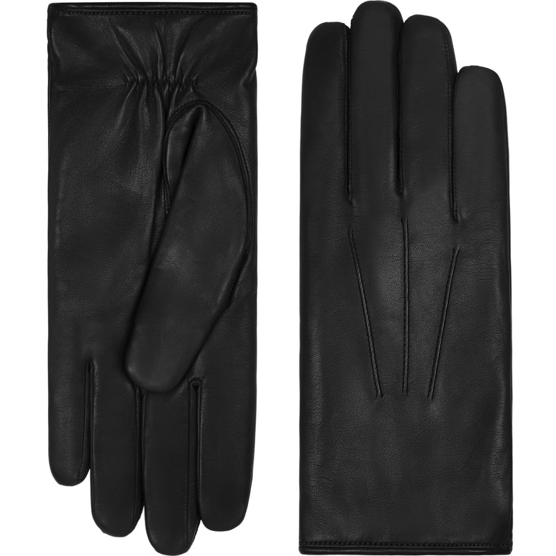 Francesca (Noir) - Gants en cuir d'agneau à doublure en fourrure blanche