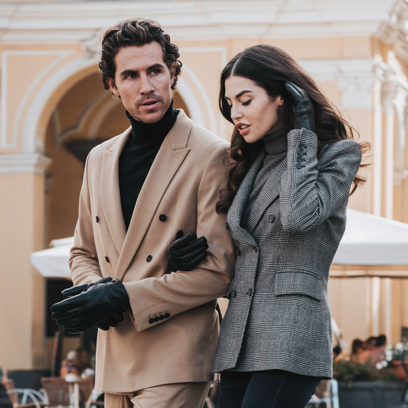 Gants Femme en Cuir Noir - Fourrure Blanche - Fabriqués à la main en Italie – Gants en Cuir de Luxe – Fait à la Main en Italie - Fratelli Orsini® - 8