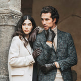 Gants Femme en Cuir Marron - Fourrure Blanche - Fabriqués à la main en Italie – Gants en Cuir de Luxe – Fait à la Main en Italie - Fratelli Orsini® - 7