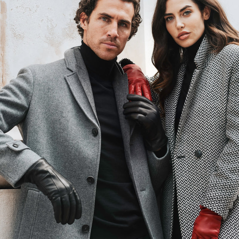 Gants en Cuir Homme Noir - Fourrure Blanche - Fabriqués à la main en Italie – Gants en Cuir de Luxe – Fait à la Main en Italie - Fratelli Orsini® - 9