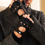 Gants de voiture pour hommes Noir - Peau de daim - Fabriqués à la Main en Italie – Gants en Cuir de Luxe – Fait à la Main en Italie - Fratelli Orsini® - 3