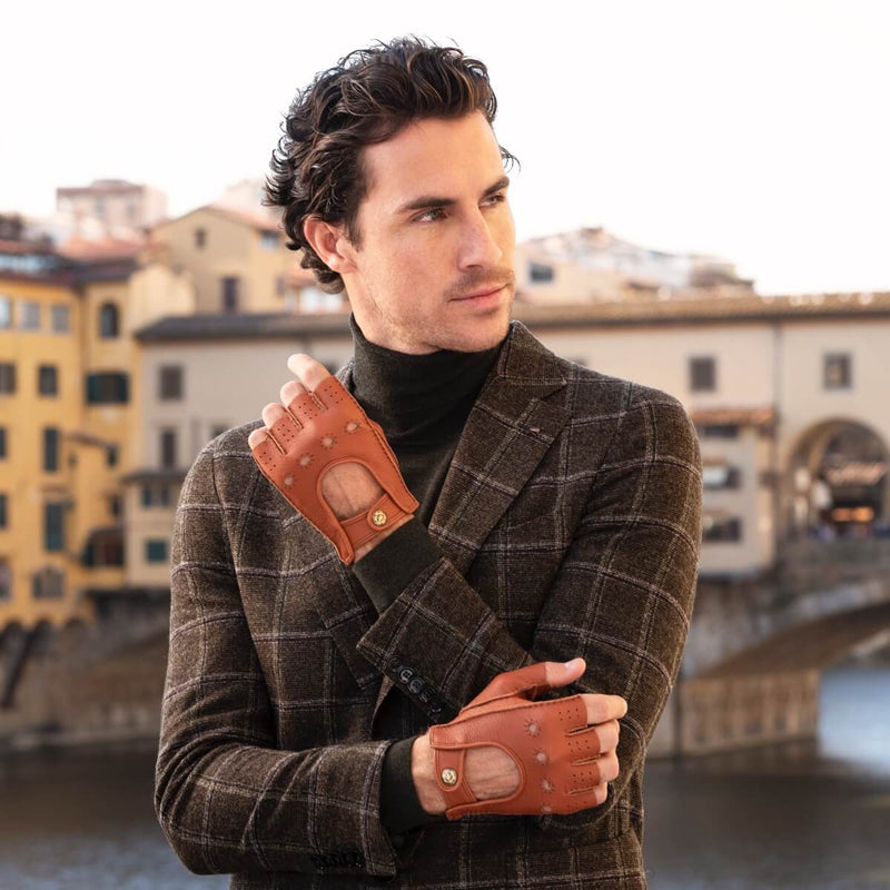 Gants de voiture pour hommes Marron - Peau de daim - Fabriqués à la Main en Italie – Gants en Cuir de Luxe – Fait à la Main en Italie - Fratelli Orsini® - 3