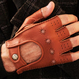 Gants de voiture pour hommes Marron - Peau de daim - Fabriqués à la Main en Italie – Gants en Cuir de Luxe – Fait à la Main en Italie - Fratelli Orsini® - 5