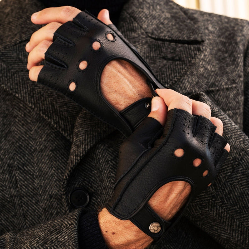 Gants de voiture pour hommes Noir - Peau de daim - Fabriqués à la Main en Italie – Gants en Cuir de Luxe – Fait à la Main en Italie - Fratelli Orsini® - 7