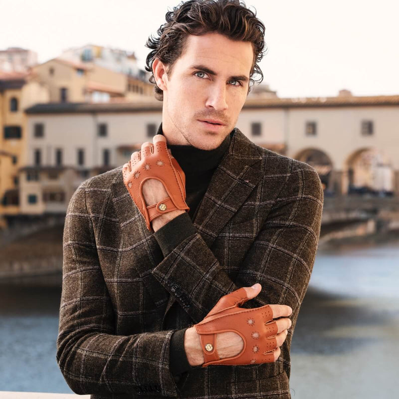 Gants de voiture pour hommes Marron - Peau de daim - Fabriqués à la Main en Italie – Gants en Cuir de Luxe – Fait à la Main en Italie - Fratelli Orsini® - 7