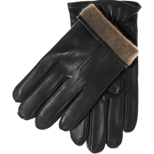 Gants d'hiver chauds pour hommes, James (noir) - Gants en cuir de chèvre  pour hommes avec doublure en laine et fonction écran tactile