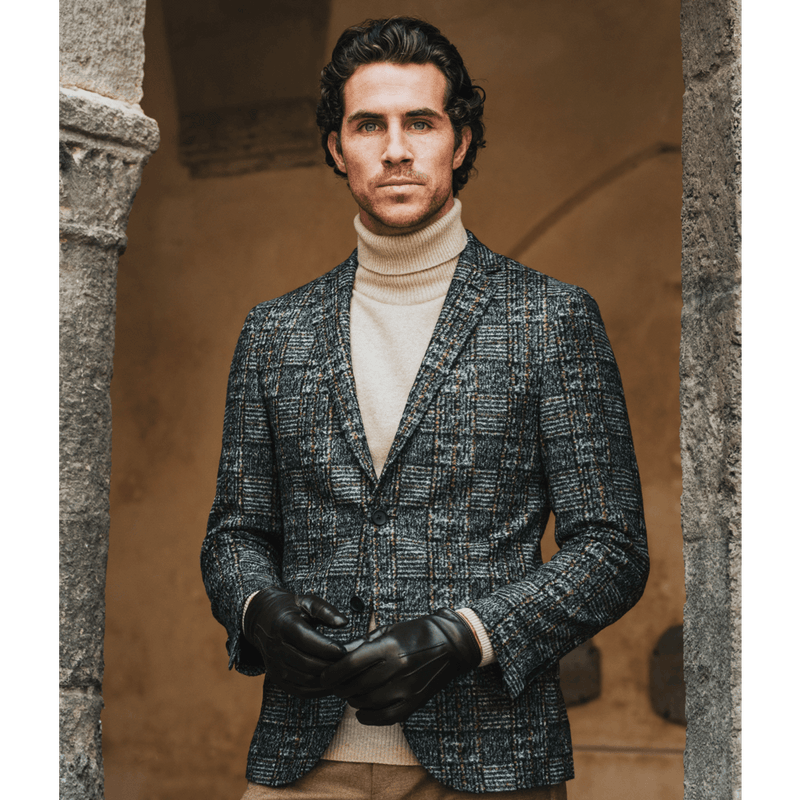 Gants en Cuir Noir Écran Tactile Homme  - 100% Cachemire - Fabriqués à la main en Italie – Gants en Cuir de Luxe – Fait à la Main en Italie - Fratelli Orsini® - 4