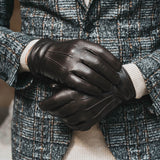 Gants en Cuir Marron Homme Écran Tactile - 100% Cachemire - Fabriqués à la main en Italie – Gants en Cuir de Luxe – Fait à la Main en Italie - Fratelli Orsini® - 5