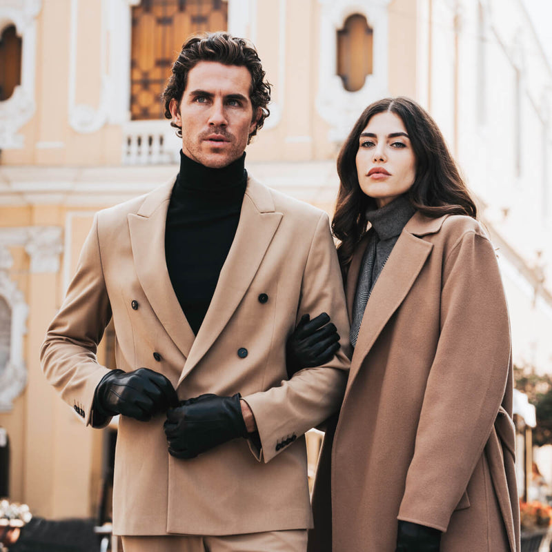 Gants en Cuir Noir Écran Tactile Homme  - 100% Cachemire - Fabriqués à la main en Italie – Gants en Cuir de Luxe – Fait à la Main en Italie - Fratelli Orsini® - 8