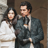 Gants en Cuir Noir Écran Tactile Homme  - 100% Cachemire - Fabriqués à la main en Italie – Gants en Cuir de Luxe – Fait à la Main en Italie - Fratelli Orsini® - 6