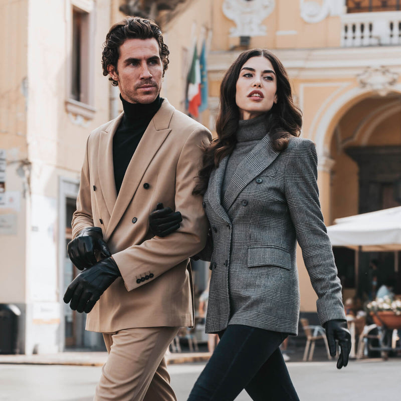 Gants en Cuir Noir Écran Tactile Homme  - 100% Cachemire - Fabriqués à la main en Italie – Gants en Cuir de Luxe – Fait à la Main en Italie - Fratelli Orsini® - 9