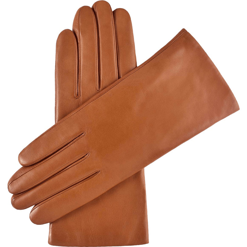 Isabella (Cognac) - Gants tactiles en cuir d'agneau à doublure en cachemire