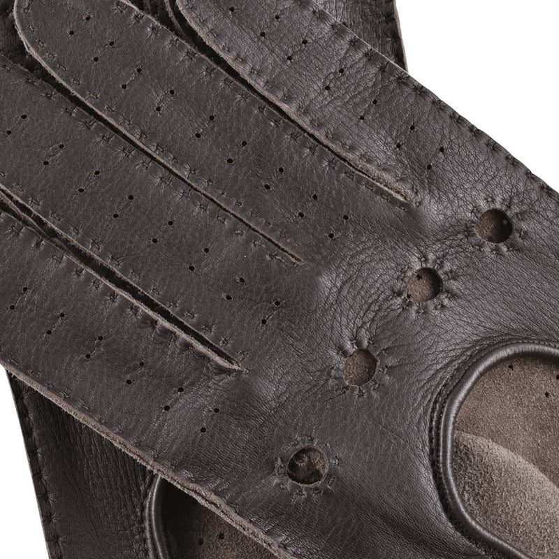 Gants de Conduite Homme Marron Foncé - Fabriqués à la main en Italie - Peau de daim – Gants en Cuir de Luxe – Fait à la Main en Italie - Fratelli Orsini® - 3