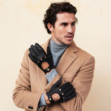 Gants de Conduite Homme Marron Foncé - Fabriqués à la main en Italie - Peau de daim – Gants en Cuir de Luxe – Fait à la Main en Italie - Fratelli Orsini® - 5