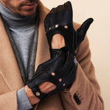 Gants de Conduite Homme Marron Foncé - Fabriqués à la main en Italie - Peau de daim – Gants en Cuir de Luxe – Fait à la Main en Italie - Fratelli Orsini® - 6