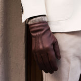 Gants en Cuir Marron Homme - Peau de daim - Fabriqués à la main en Italie – Gants en Cuir de Luxe – Fait à la Main en Italie - Fratelli Orsini® - 9