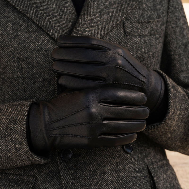 Gants en Cuir Noir Hommes - Peau de daim - Fabriqués à la main en Italie – Gants en Cuir de Luxe – Fait à la Main en Italie - Fratelli Orsini® - 7