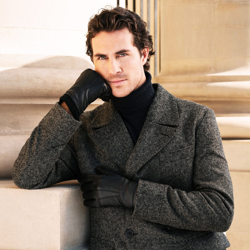 Gants en Cuir Noir Hommes - Peau de daim - Fabriqués à la main en Italie – Gants en Cuir de Luxe – Fait à la Main en Italie - Fratelli Orsini® - 8